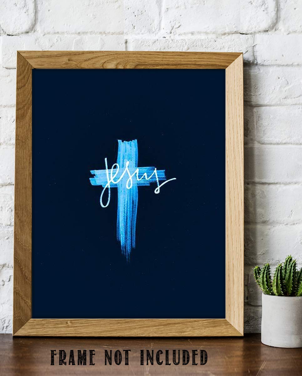 Jesus-Cross- Abstract Spiritual Wall Decor. 8 x 10" Modern Typographic Print-Ready to Frame. Religious Home-Office-Church D?cor. Contemporary Christian Look- Makes a Great Gift!