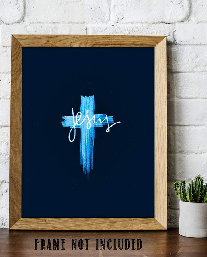 Jesus-Cross- Abstract Spiritual Wall Decor. 8 x 10" Modern Typographic Print-Ready to Frame. Religious Home-Office-Church D?cor. Contemporary Christian Look- Makes a Great Gift!
