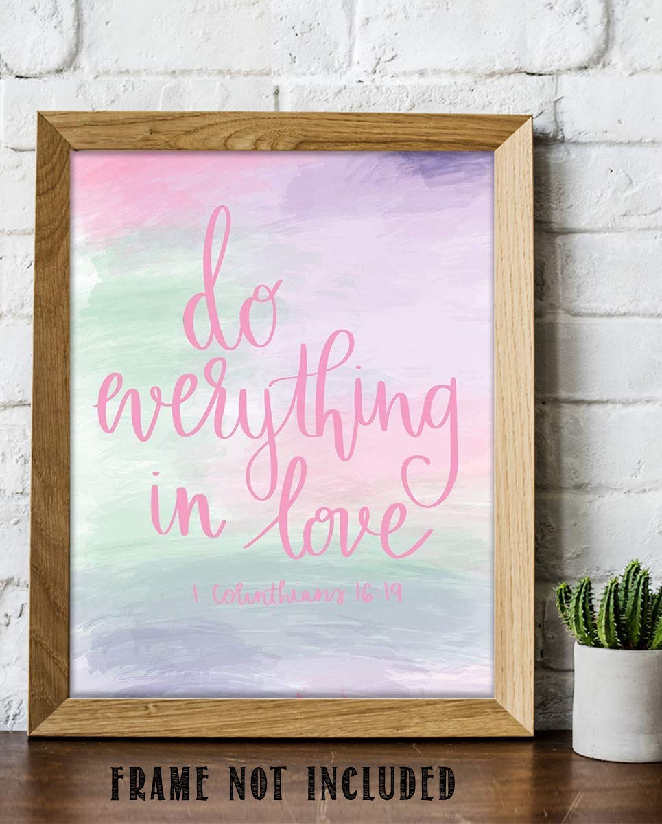 ?Do Everything in Love?- 1 Corinthians 16:19- Bible Verse Wall Art- 8x10" Modern Abstract Watercolor Design. Scripture Wall Print-Ready to Frame. Home-Office-Church D?cor. Great Christian Gift!