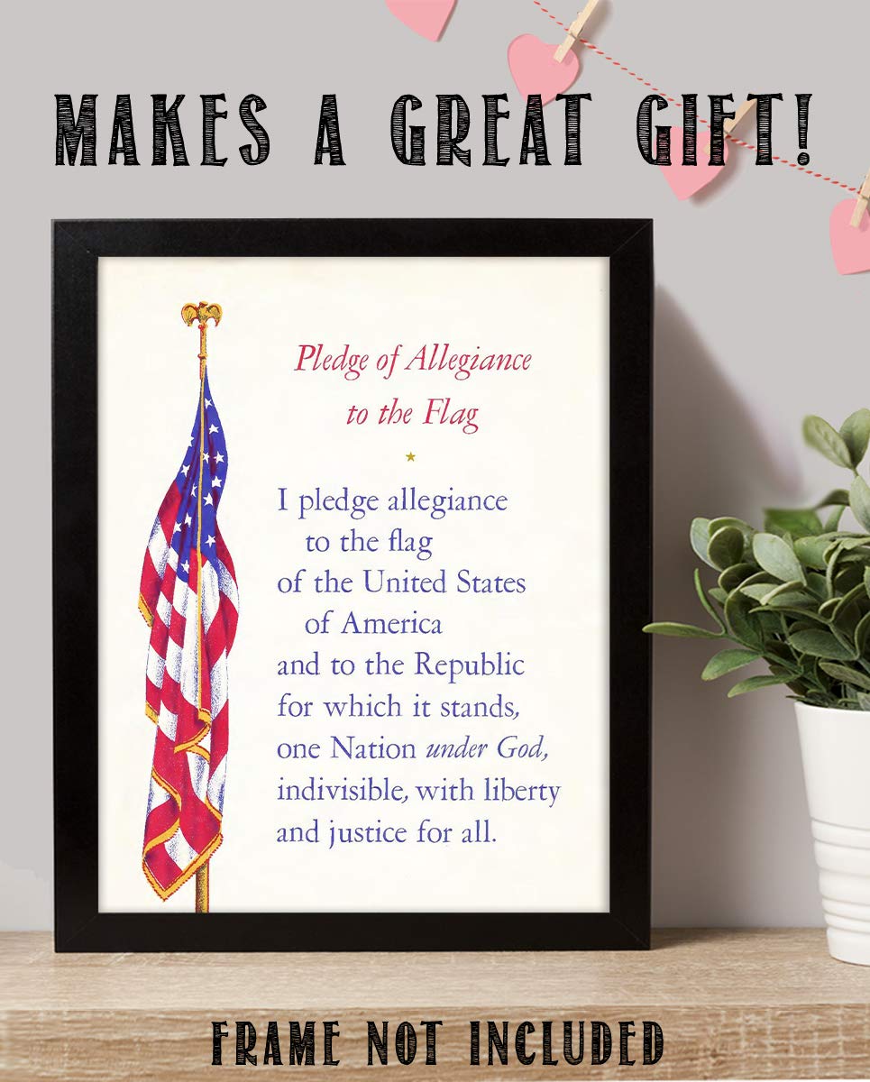 "The Pledge of Allegiance with USA Flag"- 8 x 10"