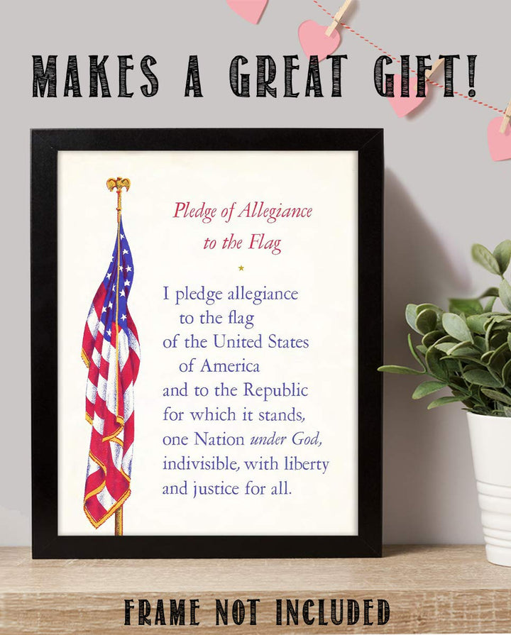 "The Pledge of Allegiance with USA Flag"- 8 x 10"