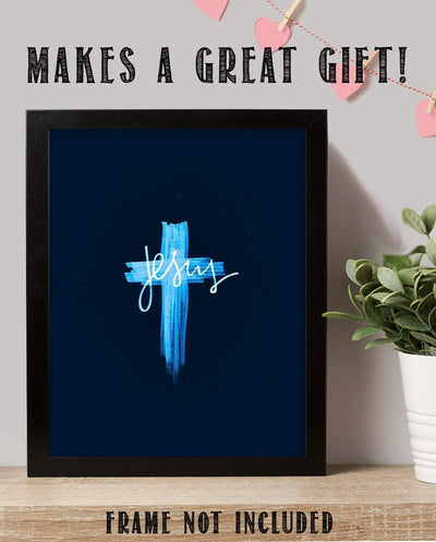 Jesus-Cross- Abstract Spiritual Wall Decor. 8 x 10" Modern Typographic Print-Ready to Frame. Religious Home-Office-Church D?cor. Contemporary Christian Look- Makes a Great Gift!