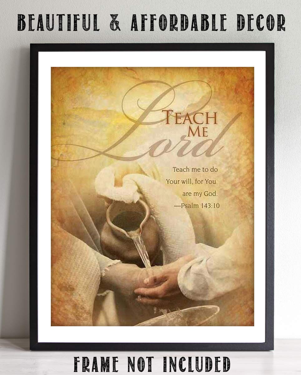 Teach Me Lord, To Do Your Will-Psalm 143:10- Bible Verse Wall Art- 8x10"- Typographic Parchment Print Design. Scripture Wall Print-Ready to Frame. Home-Office-Church D?cor. Beautiful Christian Gift.
