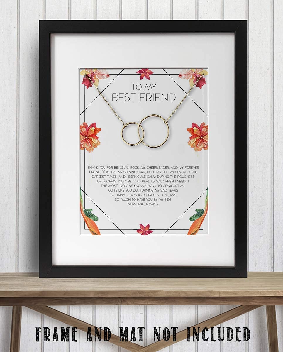 To My Best Friend- Thank You For Everything- 8 x 10"-Floral Wall Art Print- Ready to Frame. Perfect For Spouse, Life Partners &amp; BFF&
