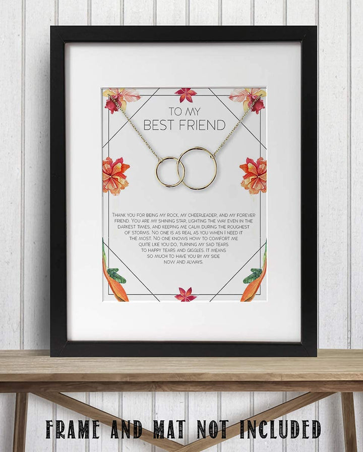 To My Best Friend- Thank You For Everything- 8 x 10"-Floral Wall Art Print- Ready to Frame. Perfect For Spouse, Life Partners &amp; BFF&