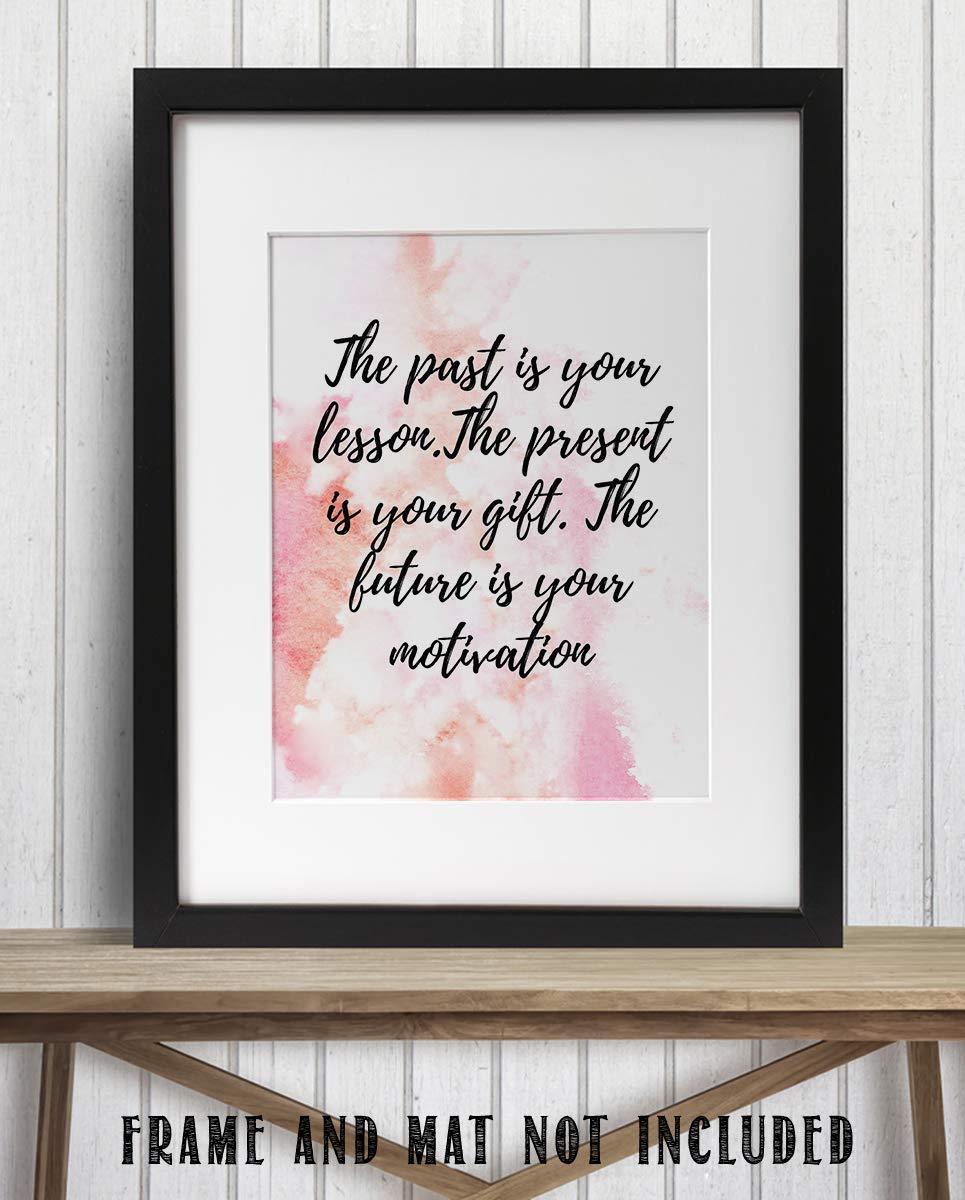 Past-Present-Future Lessons- Positive Quotes Wall Art - 8 x 10" Modern Abstract Design Print-Ready to Frame. Inspirational Home-School-Studio-Office D?cor. Great Reminder To Create Future You Want.