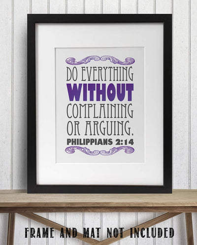 Do Everything Without Complaining- Phil 2:14. Bible Verse Wall Art- 8x10"- Modern Scripture Wall Print- Ready to Frame. Home D?cor-Office D?cor- Great Christian Gift- Great Reminder Verse to be Joyful