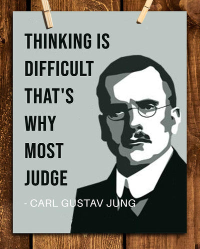 Carl Jung Quotes Wall Art-"Thinking is Difficult That's Why Most Judge"- 8 x 10" Inspirational Wall Print-Ready to Frame. Modern Silhouette Design for Home-Office-School D?cor. Perfect Gift-Teachers.