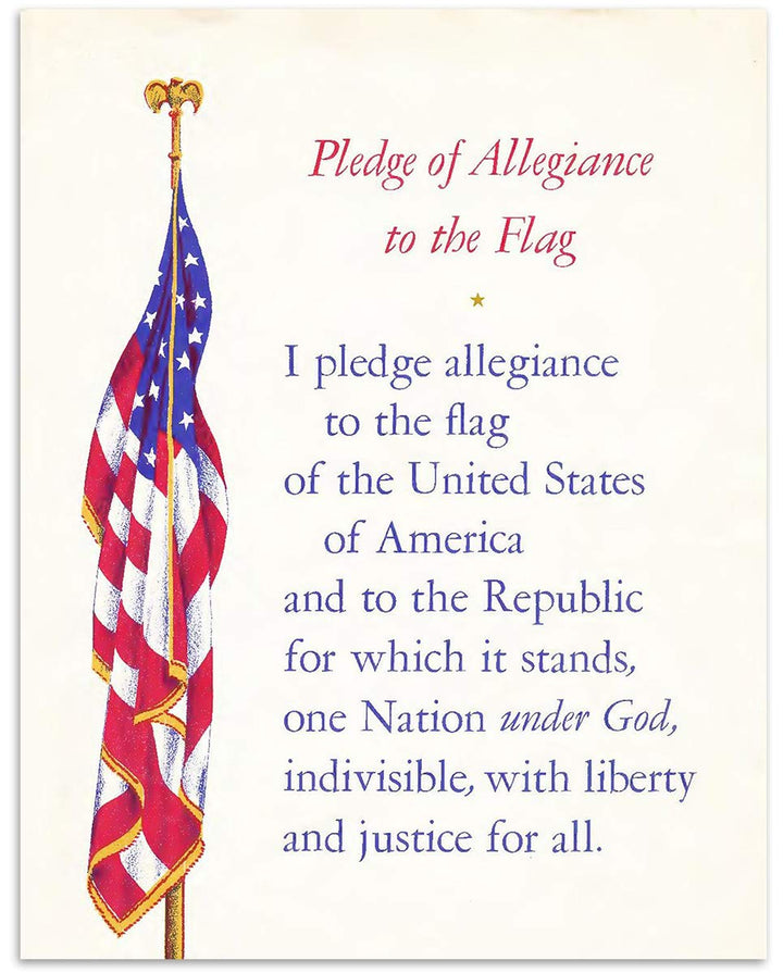 "The Pledge of Allegiance with USA Flag"- 8 x 10"