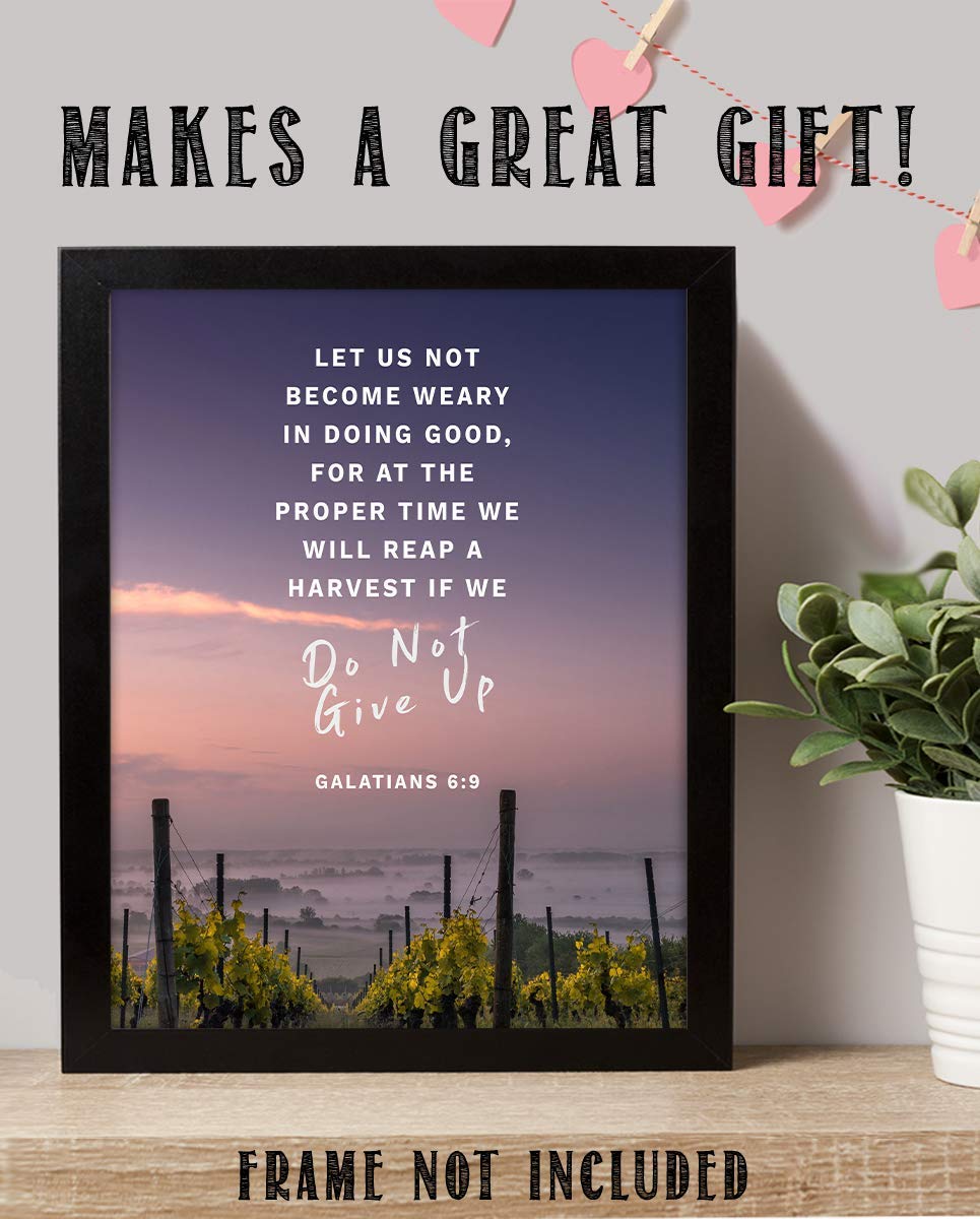 Let Us Not Become Weary- Do Not Give Up- Gal. 6:9- Bible Verse Wall Art- 8x10"-Sunset Vineyards-Scripture Wall Print- Ready to Frame. Home D?cor-Office D?cor-Christian Gifts. The Harvest is Coming!