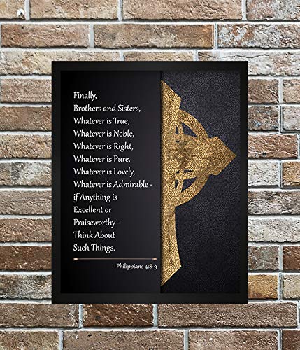 Philippians 4:8."Whatever is True-Think About Such Things"- Bible Verse Wall Art- 8x10"- Modern Scripture Wall Print-Ready to Frame. Inspirational Home-Office-Church Decor. Perfect Christian Gift.