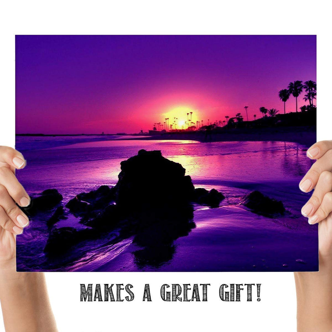 Sunset On the Coast in Purple- 8 x 10-Wall Art Print- Ready to Frame. Beautiful Beach D?cor- Tropical Island Beach Sunsets Make the Perfect Art for Any Room. Great Gift for Beach Pictures Wall Art.