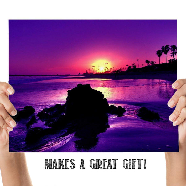 Sunset On the Coast in Purple- 8 x 10-Wall Art Print- Ready to Frame. Beautiful Beach D?cor- Tropical Island Beach Sunsets Make the Perfect Art for Any Room. Great Gift for Beach Pictures Wall Art.