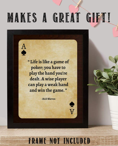 Rick Warren Quotes Wall Art- “Life is Like a Game of Poker”- 8 x 10"