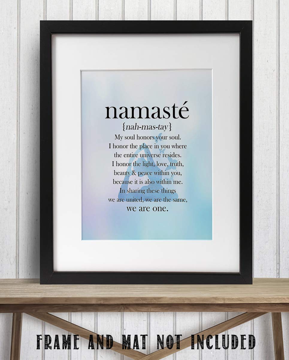 Namaste in Blue Hue-"We Are One"- Inspirational Wall Art in Yoga Pose-8 x 10 Print Wall Art- Ready to Frame. Home D?cor, Studio D?cor & Wall Print. Inspirational Quote- Perfect Gift to Share the Love