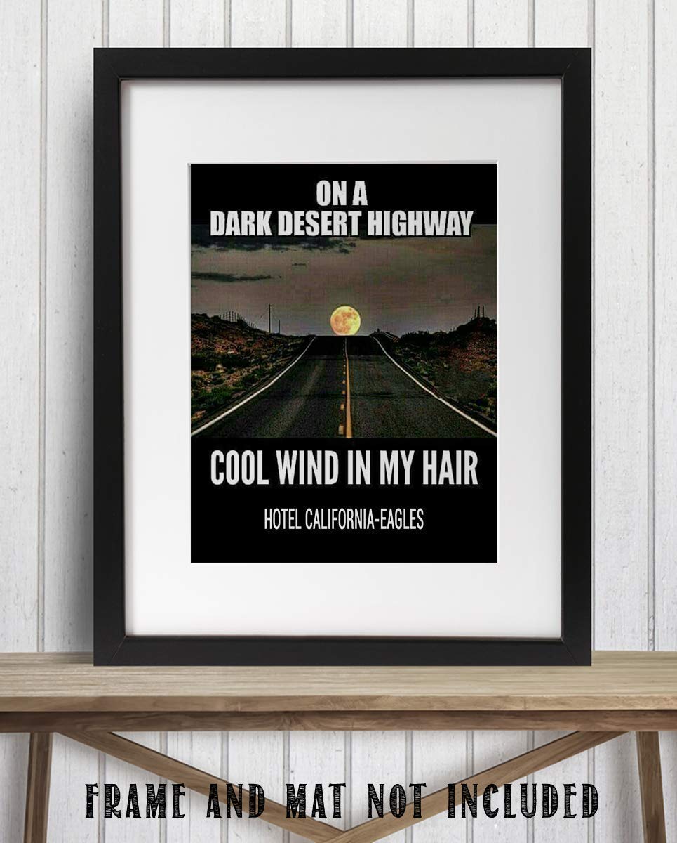 The Eagles-"Hotel California-On A Dark Desert Highway"-Song Art Wall Print-8x10"