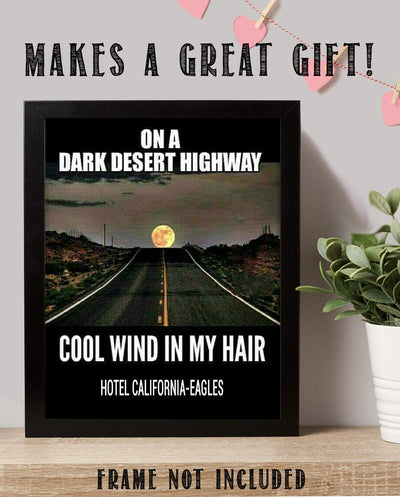 The Eagles-"Hotel California-On A Dark Desert Highway"-Song Art Wall Print-8x10"