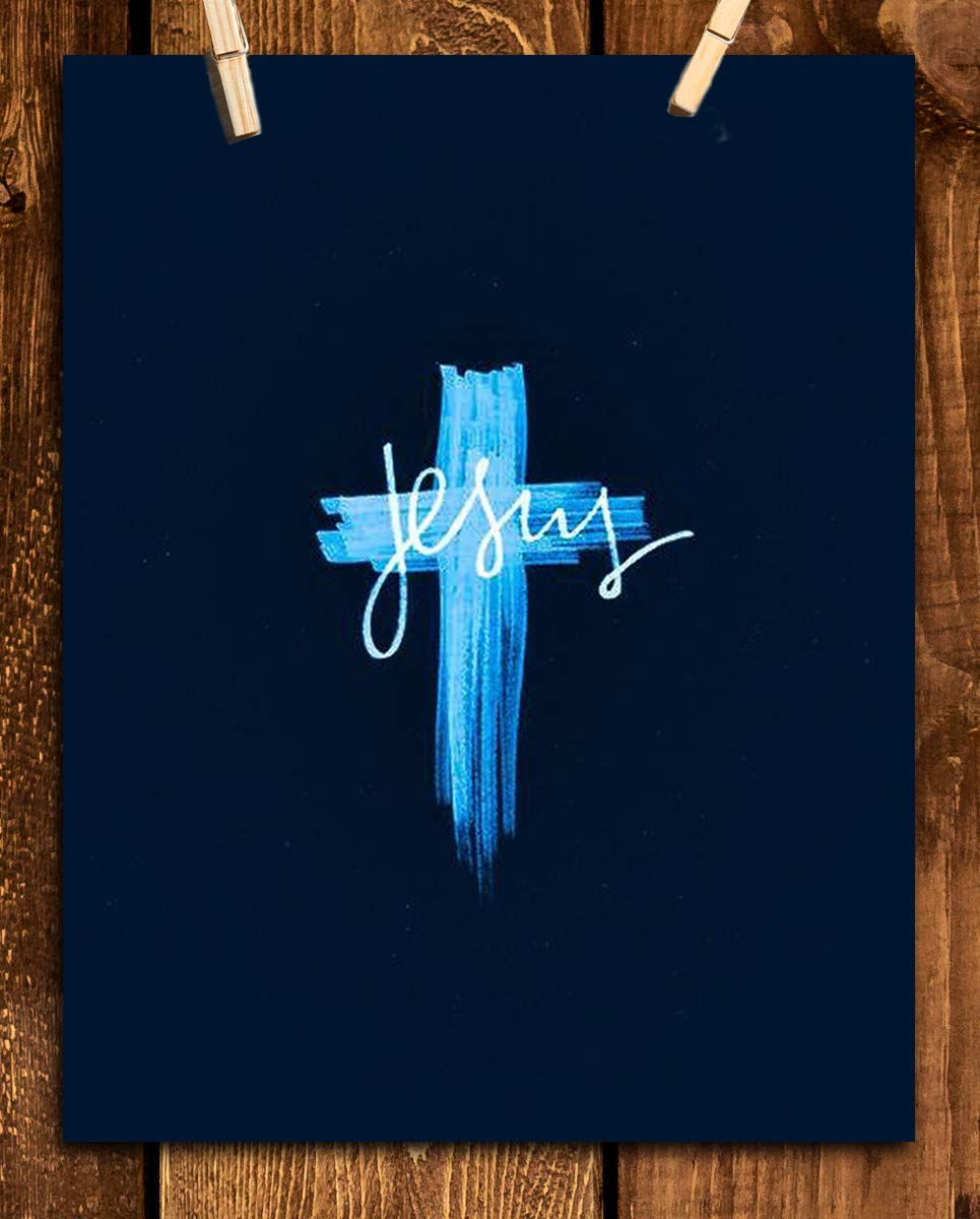 Jesus-Cross- Abstract Spiritual Wall Decor. 8 x 10" Modern Typographic Print-Ready to Frame. Religious Home-Office-Church D?cor. Contemporary Christian Look- Makes a Great Gift!