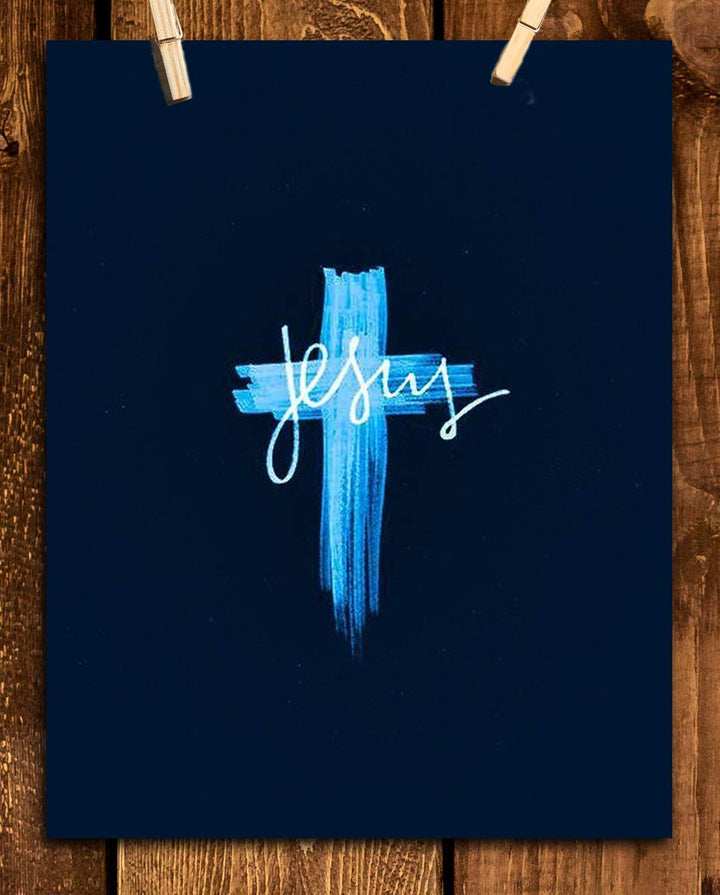Jesus-Cross- Abstract Spiritual Wall Decor. 8 x 10" Modern Typographic Print-Ready to Frame. Religious Home-Office-Church D?cor. Contemporary Christian Look- Makes a Great Gift!