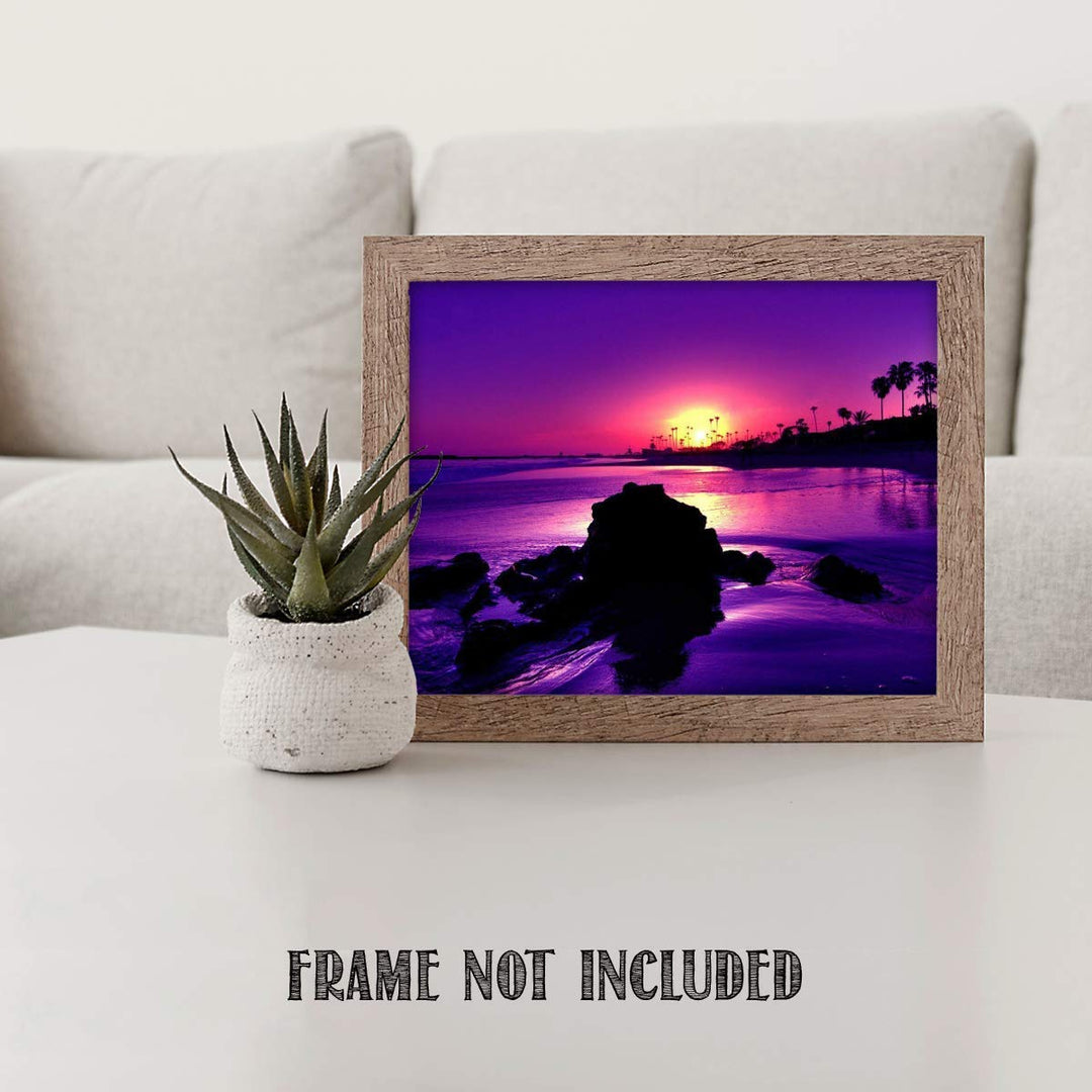 Sunset On the Coast in Purple- 8 x 10-Wall Art Print- Ready to Frame. Beautiful Beach D?cor- Tropical Island Beach Sunsets Make the Perfect Art for Any Room. Great Gift for Beach Pictures Wall Art.