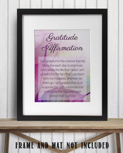 Gratitude Affirmation- Self Talk- 8 x 10" Inspirational Poster Print. Motivational Wall Art-Ready to Frame. Ideal for Home-Office-Studio D?cor. Fill Yourself with Gratitude for Best Day! Great Gift!