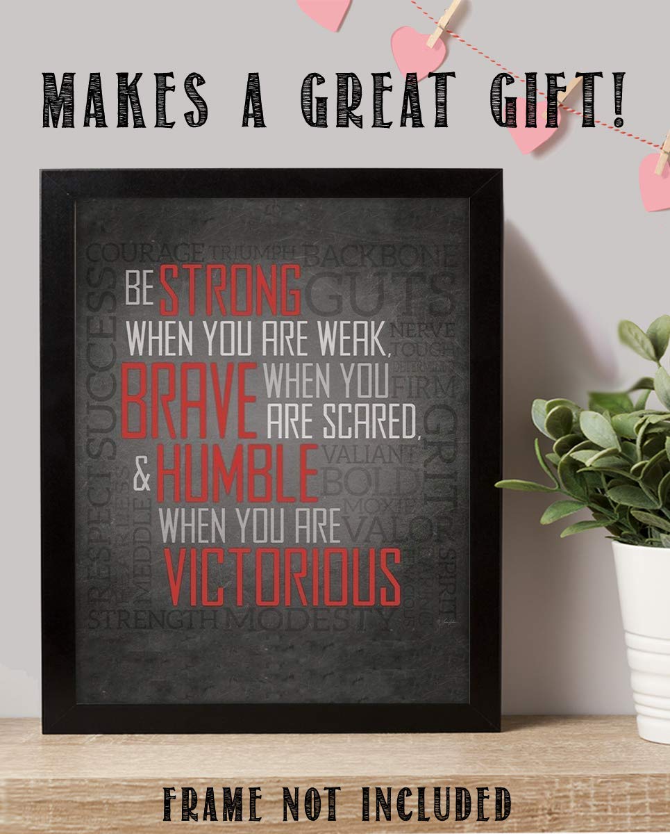 Great Character Traits-"You're Brave- Humble- Victorious"- Motivational Wall Art Sign-8 x 10"- Modern Typographic Design Print to Frame. Inspirational Home- Office- Classroom Decor. Do One Trait-Day.