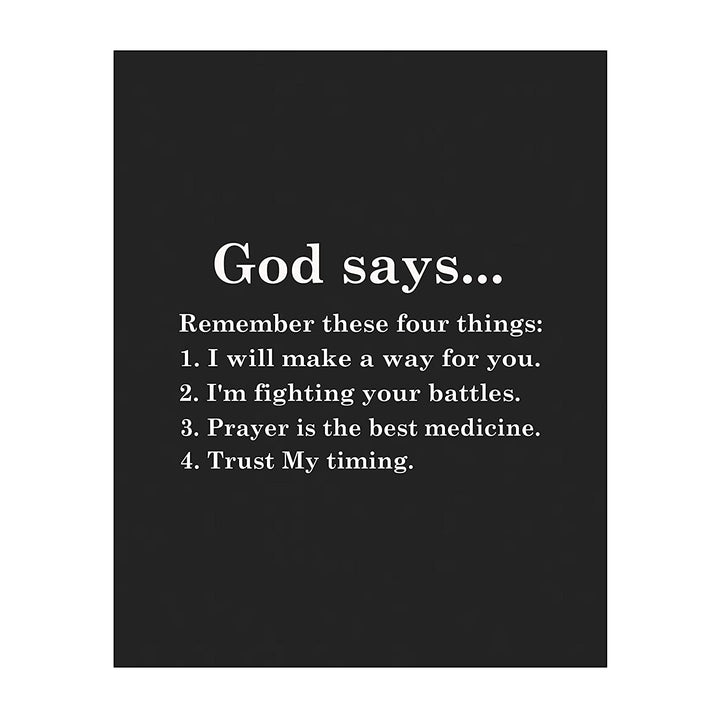 “God Says-Remember These Four Things" Inspirational Wall Print-8 x 10"