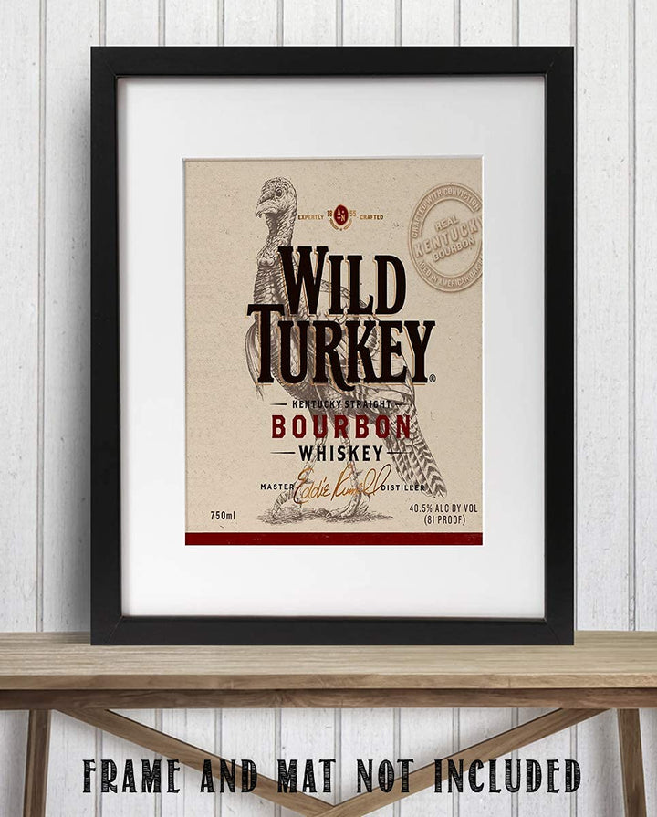 Wild Turkey Bourbon Label- Wall Art Sign- 8 x 10"-Genuine Replica Print-Ready to Frame. Home D?cor-Dining D?cor. A Must For Kentucky Bourbon Whiskey Fans. Perfect Addition To Man Cave-Dorm-Bar-Garage.