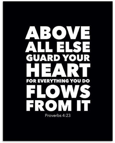 Above ALL Else-Guard Your Heart- Proverbs 4:23- Bible Verse Wall Art- 8x10" Modern Typographic Design. Scripture Wall Print-Ready to Frame. Home-Office-Church-School D?cor. Great Christian Gift!