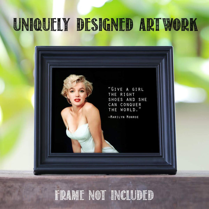 Marilyn Monroe Quotes Wall Art- ?Girl Can Conquer The World?- 8 x 10" Wall Print Art- Ready to Frame. Modern Home D?cor- Office D?cor. Perfect Fun Gift for Marilyn Monroe Fans &amp; Empowered Women.