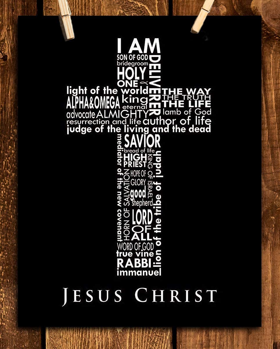 "Names of Jesus In Cross"-Bible Wall Art. 8 x 10"