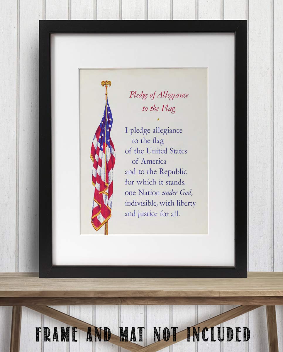 "The Pledge of Allegiance with USA Flag"- 8 x 10"