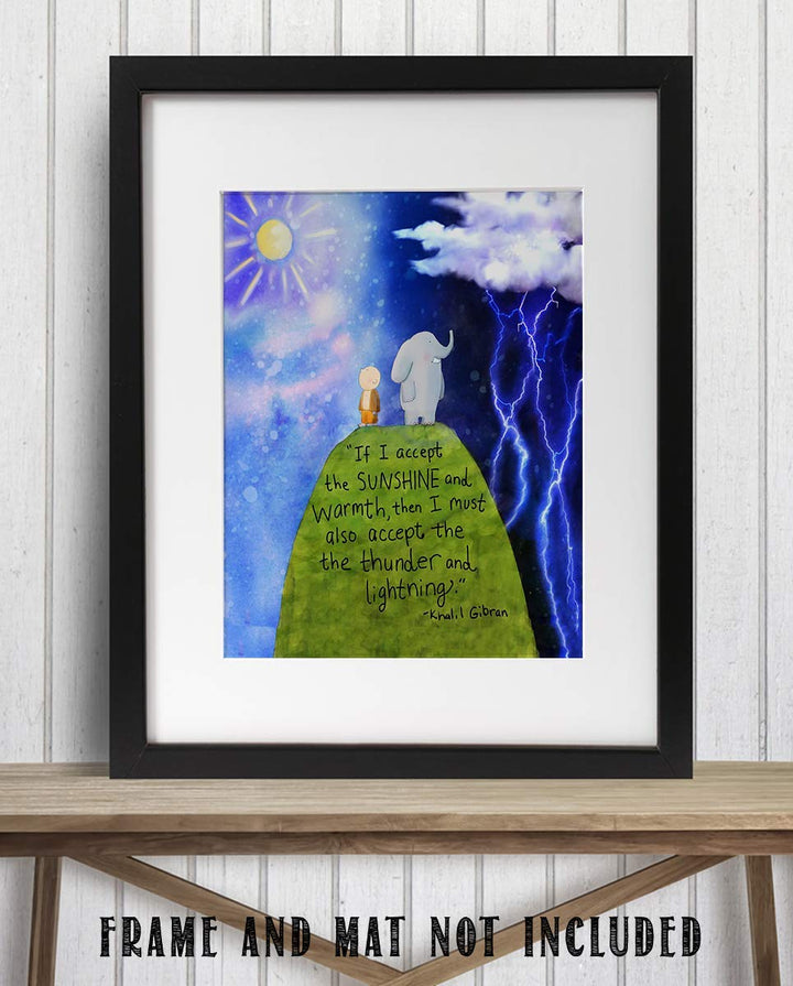 Khalil Gibran Quotes-Wall Art Decor-"Accept Sunshine &amp; Warmth". 8 x 10" Animated Typographic Print-Ready To Frame. Perfect Home-Office-School-Play Room. Fun Art Gift To Teach Gratitude With Kids.