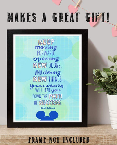 Walt Disney Quotes Wall Art- “Keep Moving Forward To Success!”- 8 x 10"