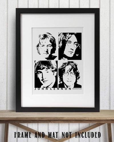 John Lennon 4 Faces-The Beatles Wall Art- 8 x 10 Art Wall Print- Ready to Frame. Modern Home D?cor- Office D?cor. Perfect Gift for Musicians, Beatles Fans & Inspiration.