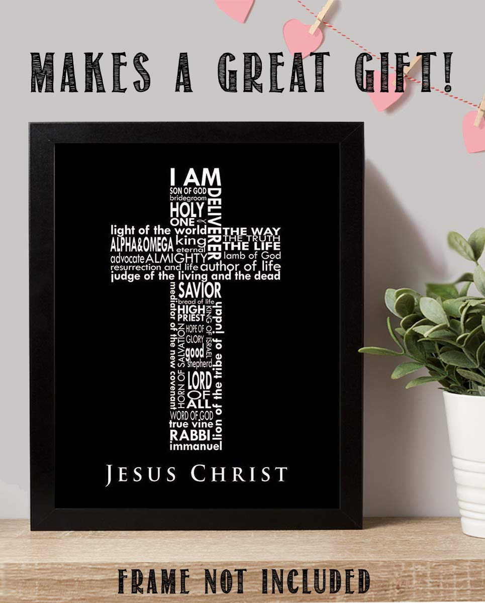 "Names of Jesus In Cross"-Bible Wall Art. 8 x 10"