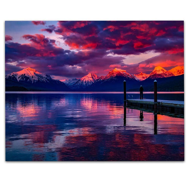 Purple Mountains Majesty- 8 x 10" Print Wall Art- Ready to Frame. Home D?cor, Office D?cor &amp; Wall Print. Beautiful Snow Capped Mountains Reflecting in the Lake at Sunset. Perfect Wall Art for any Room