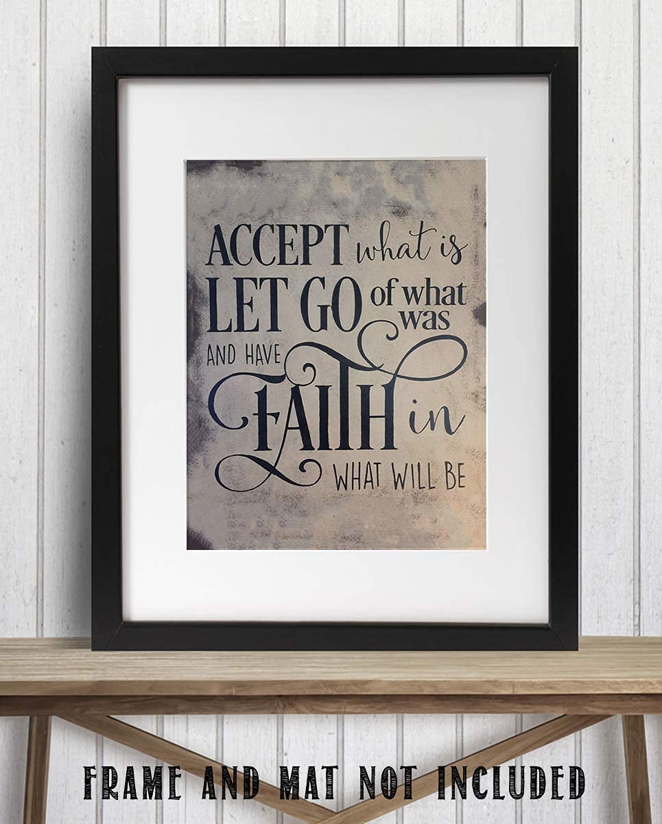 "Accept- Let Go- Have Faith"- Positive Thinking-Wall Art Sign-8 x 10"