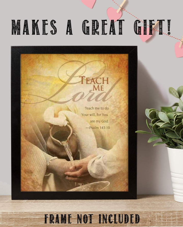 Teach Me Lord, To Do Your Will-Psalm 143:10- Bible Verse Wall Art- 8x10"- Typographic Parchment Print Design. Scripture Wall Print-Ready to Frame. Home-Office-Church D?cor. Beautiful Christian Gift.