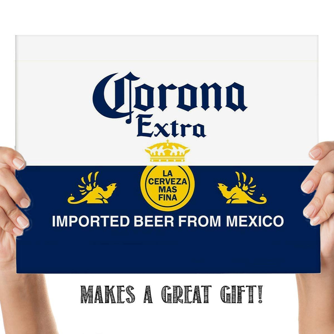 Corona Extra Beer- Logo Poster Print- 10 x 8" Wall Decor Print-Ready To Frame."Imported Beer from Mexico" Sign Replica Print. Perfect Decor for Man Cave-Bar-Game Room-Garage-Dorm. Great Gift!