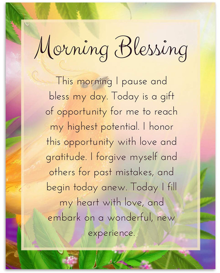 Morning Blessing-Affirmations- Inspirational Wall Art- 8 x 10 Typographic Floral Print-Ready to Frame. Home-Office-School-Restaurant D?cor. Display Your Gratitude &amp; Positive State To Read Daily!