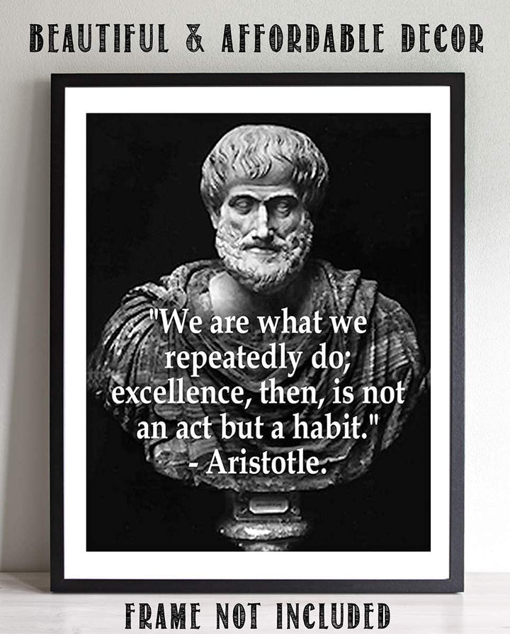 Aristotle Bust &amp; Quotes Wall Art-"Excellence is a Habit"- 8 x 10