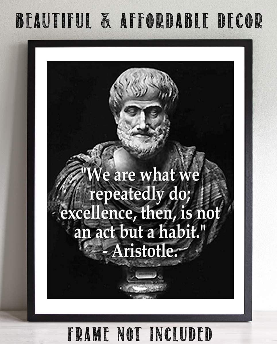 Aristotle Bust & Quotes Wall Art-"Excellence is a Habit"- 8 x 10