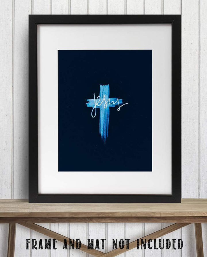Jesus-Cross- Abstract Spiritual Wall Decor. 8 x 10" Modern Typographic Print-Ready to Frame. Religious Home-Office-Church D?cor. Contemporary Christian Look- Makes a Great Gift!