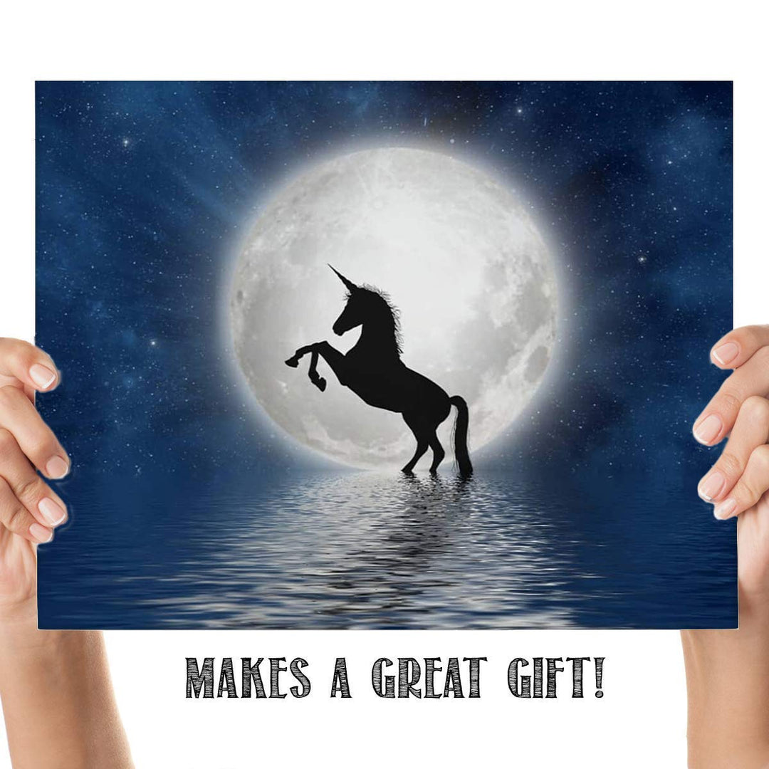 Unicorn &amp; Magical Moon- 8 x 10" Print Wall Art- Ready to Frame- Home D?cor, Nursery D?cor &amp; Wall Prints for Animal Themes &amp; Children&