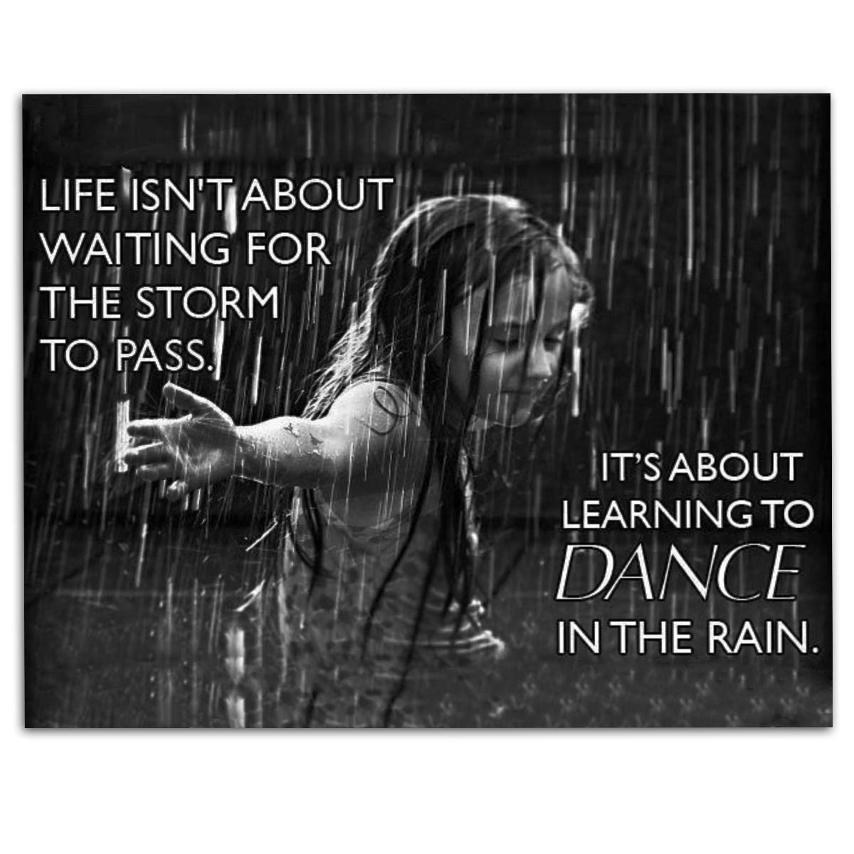 Life Isn't About Storms-Dance in the Rain- Motivational Quotes Wall Art- 10 x 8"-Modern Typographic Wall Print- Ready to Frame. Inspirational Home-Office-Studio Decor. Great Reminder to Live Today!