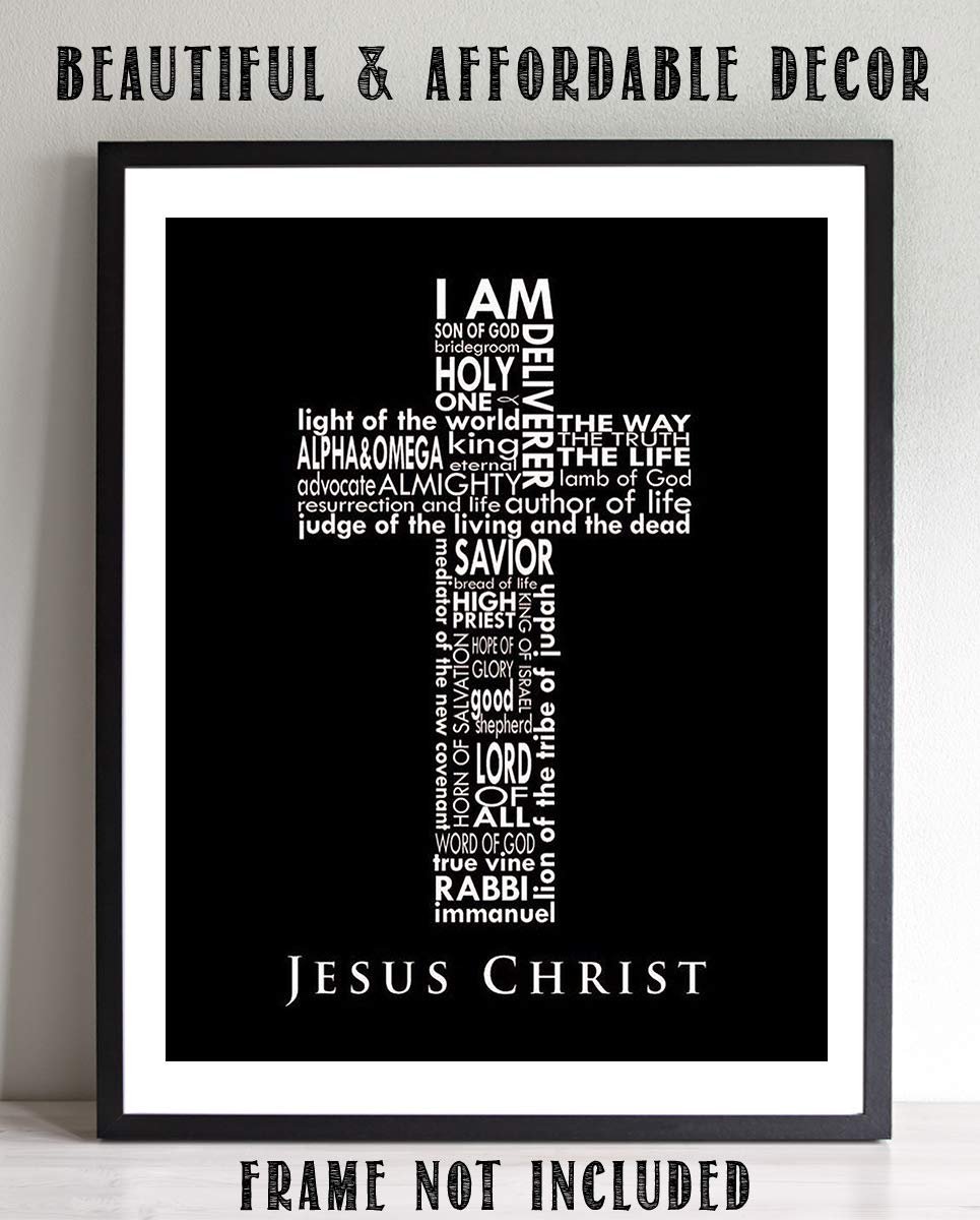 "Names of Jesus In Cross"-Bible Wall Art. 8 x 10"