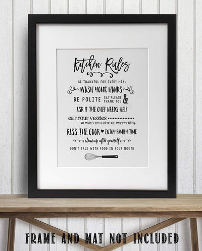 Kitchen Rules for Good Manners- Funny Kitchen Sign- 8 x 10" Print Wall Art- Ready to Frame. Home D?cor & Kitchen D?cor. Fun Reminders For Some Rules To Teach Your Children- Joint Point to Sign :)-