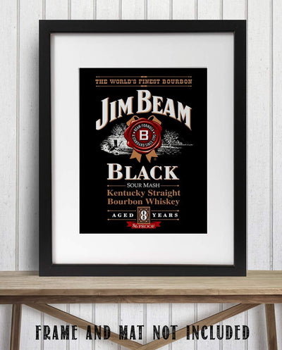 Jim Beam"Black" Bourbon Label-Wall Art Sign-8 x 10"-Genuine Replica Print-Ready to Frame. Home-Office D?cor. Must Have For Kentucky Bourbon Whiskey Fans. Great Addition To Man Cave-Dorm-Bar-Garage.