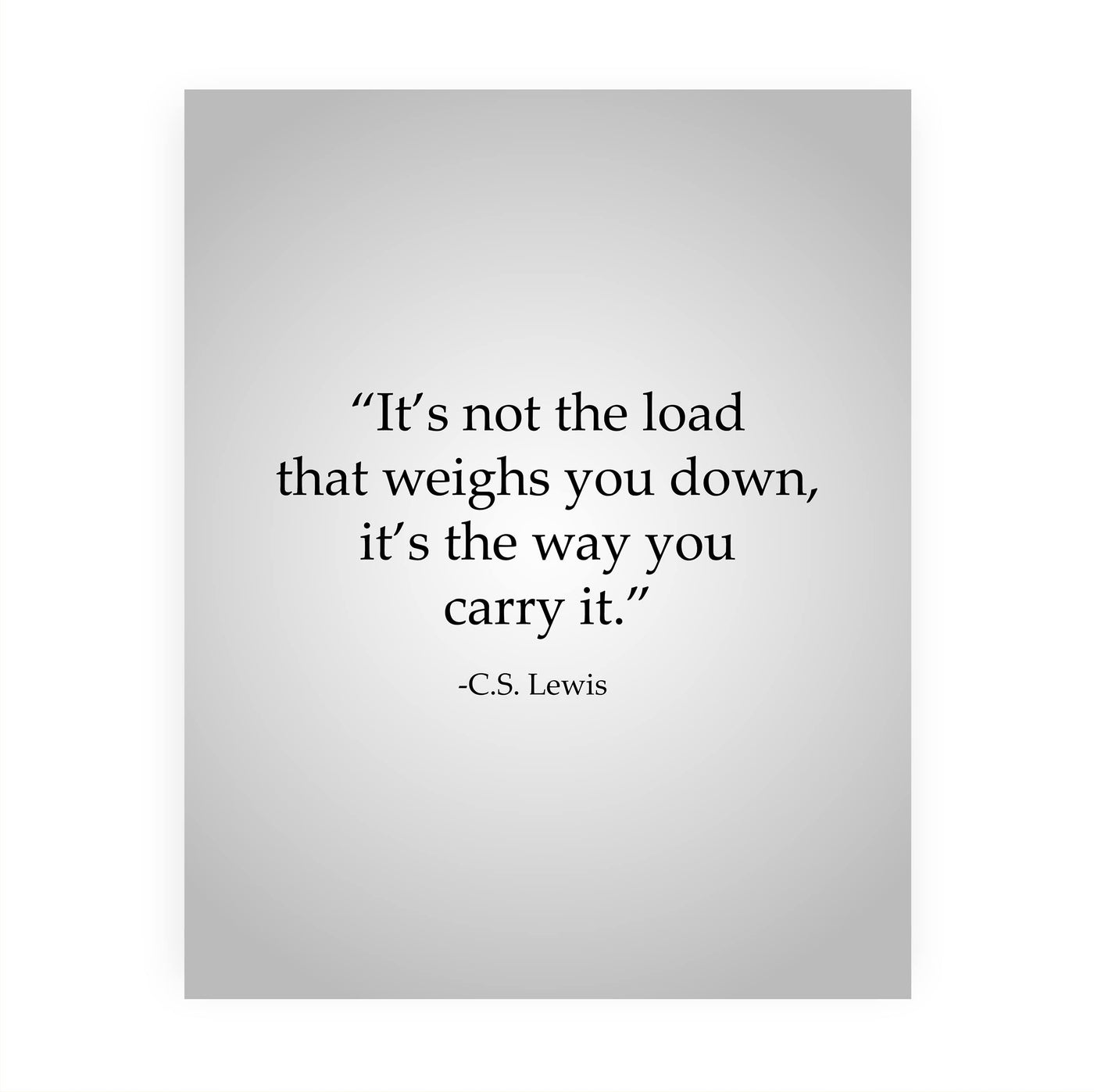 C.S. Lewis Quotes-"Not the Load That Weighs You Down-Way You Carry It"- 8 x 10" Inspirational Typographic Wall Art Print -Ready to Frame. Modern Home-Office-School Decor. Great Christian Gift!